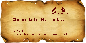 Ohrenstein Marinetta névjegykártya